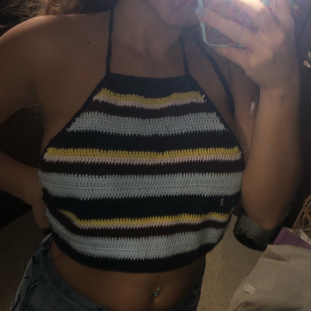 GARAGE crochet multicolor top